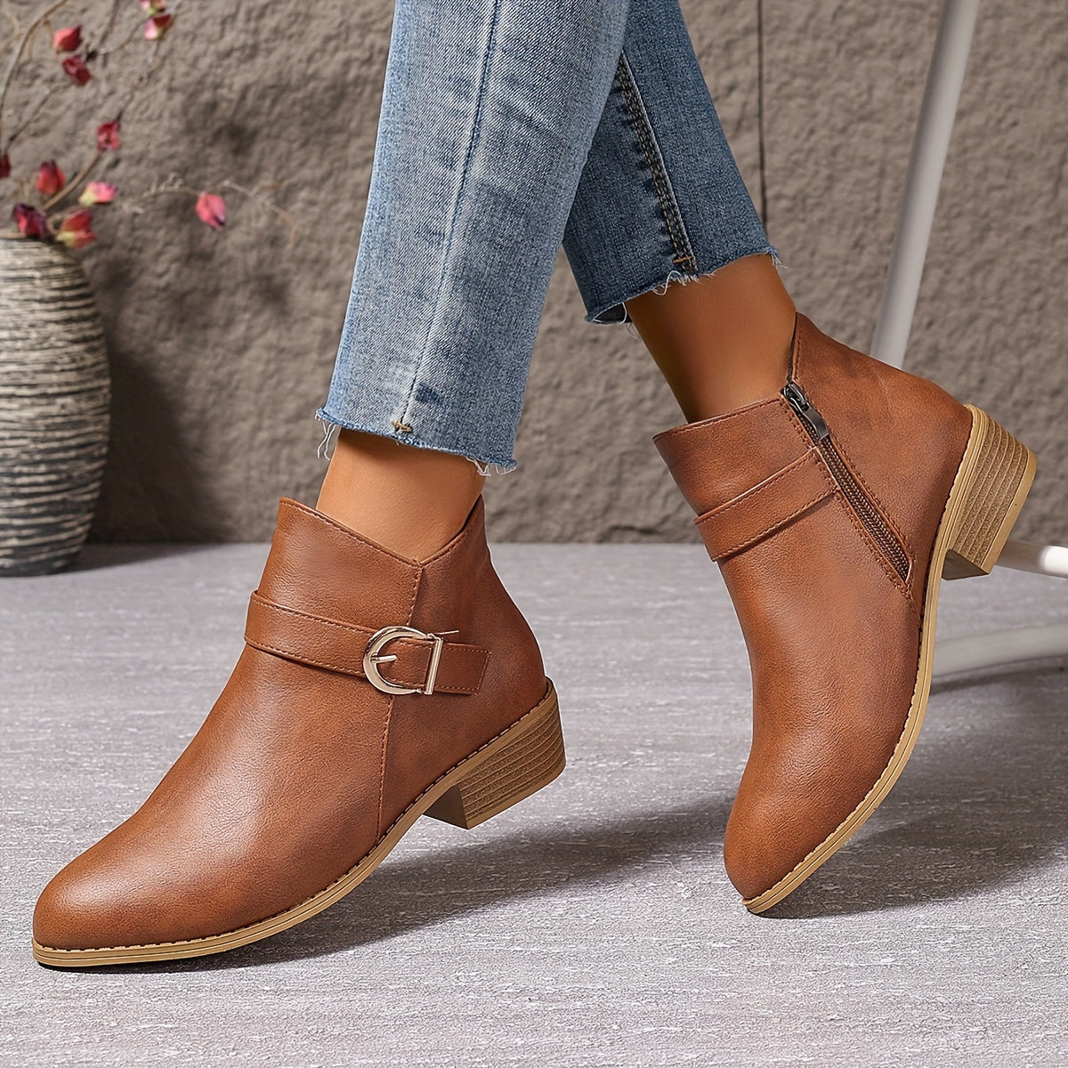 Amélina™ | Cozy Buckled Ankle Boots Designed for Sensitive Feet