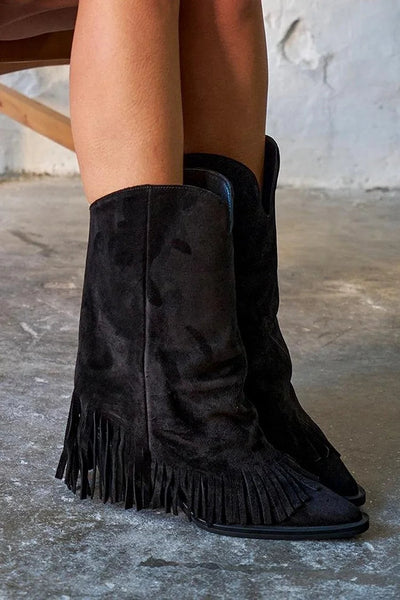 Élise | Suede Boots with Fringe Detail