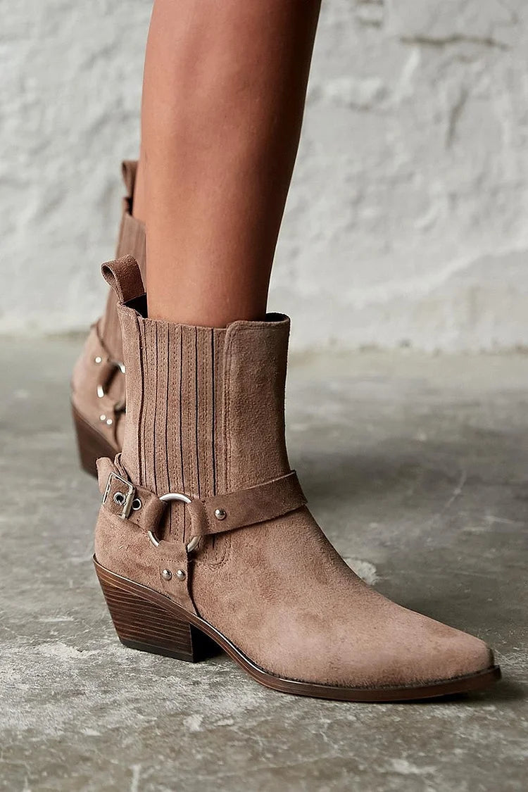 Anaïs | Suede Western Ankle Boots