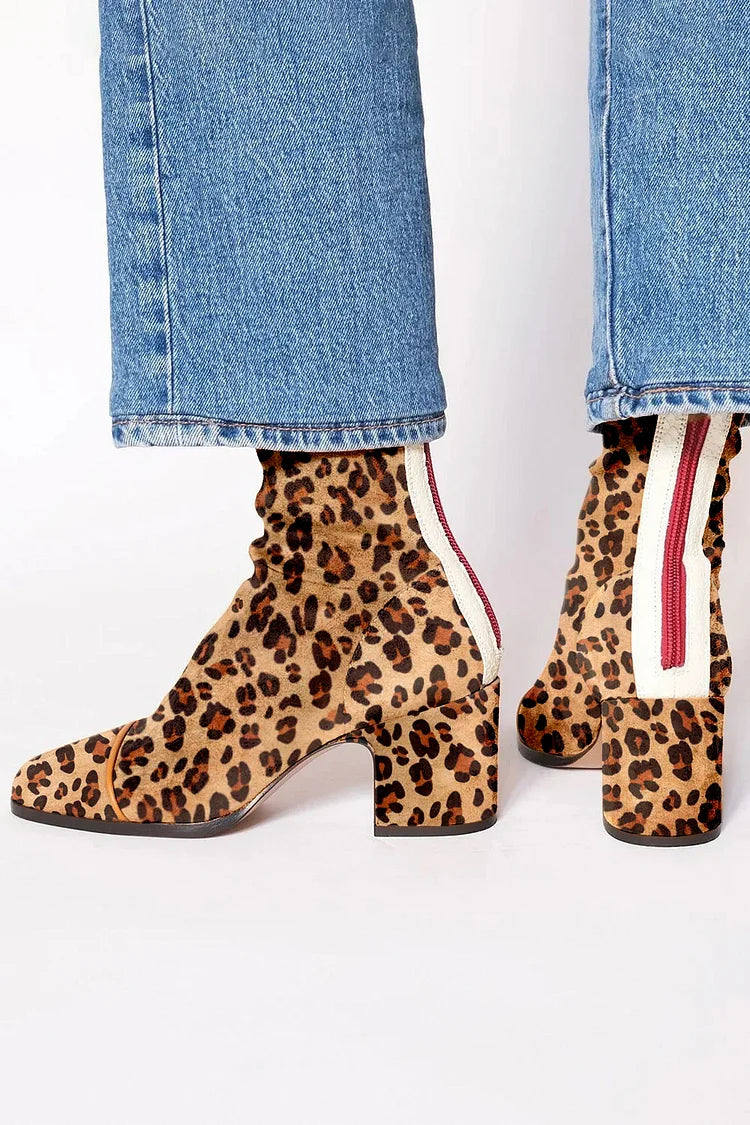 Amandine | Chic Leopard Print Ankle Boots