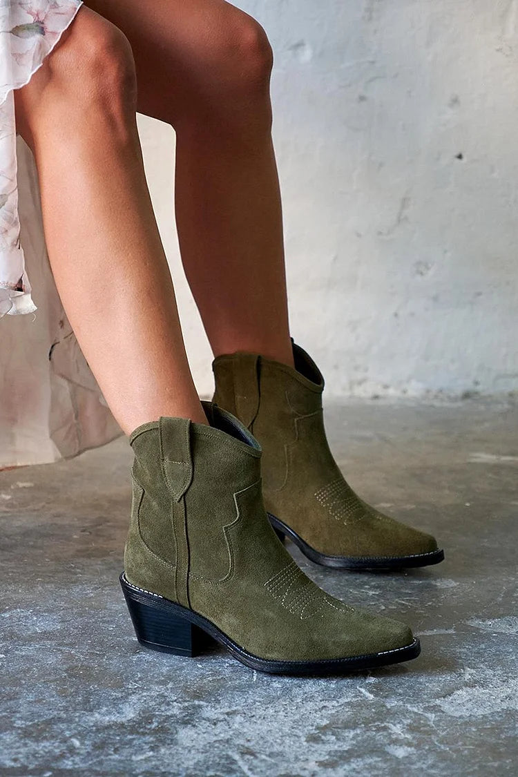 Élise | Suede Ankle Boots - Short Style