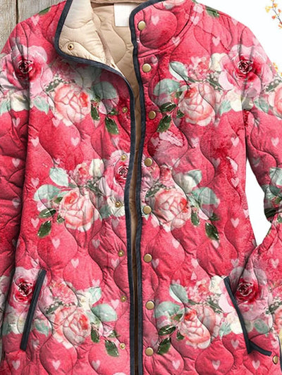 Quilted Jacket Delightful Pink Floral