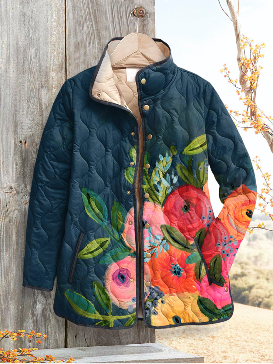 Retro Floral Quilted Jacket