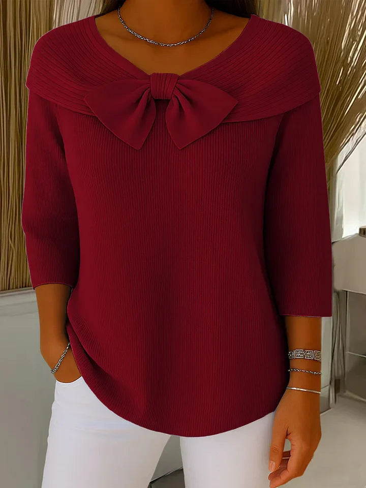 Serenna – Women's Jumper with Bow and Round Neckline