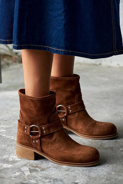 Juliette | Retro Buckle Ankle Boots