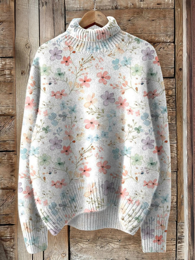 Claudia | Charming Floral Roll-neck Jumper