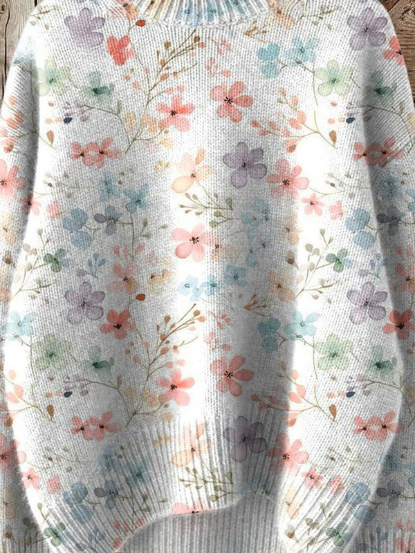 Claudia | Charming Floral Roll-neck Jumper