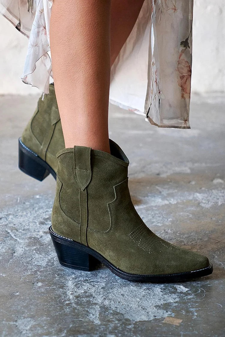 Élise | Suede Ankle Boots - Short Style