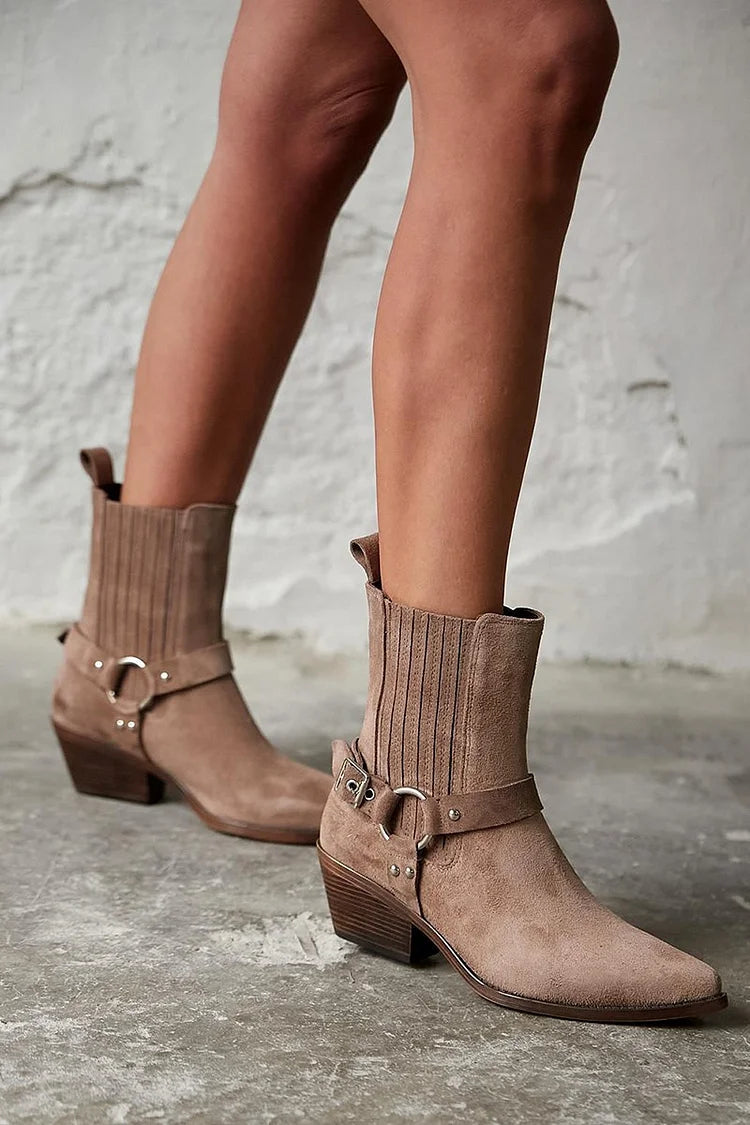 Anaïs | Suede Western Ankle Boots