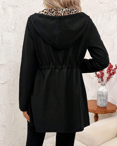 Medelin | Reversible Hooded Coat with Leopard Print