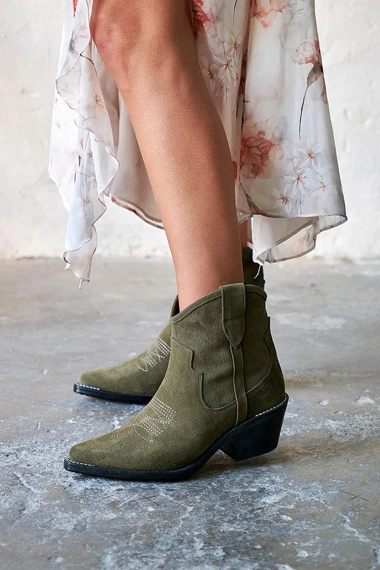 Élise | Suede Ankle Boots - Short Style