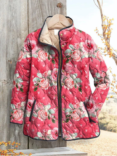 Quilted Jacket Delightful Pink Floral