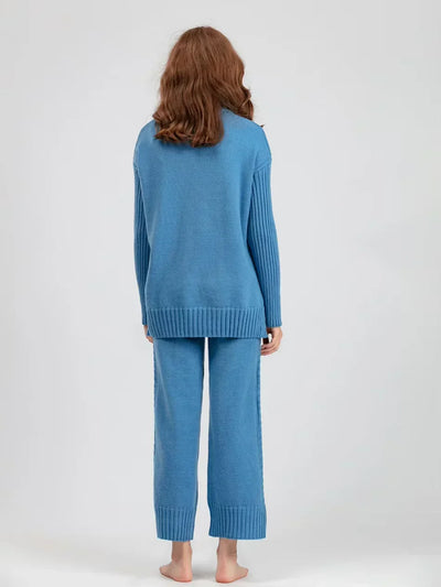 Scarlett | Stylish High-Neck Knit Sweater and Relaxed Trousers Ensemble