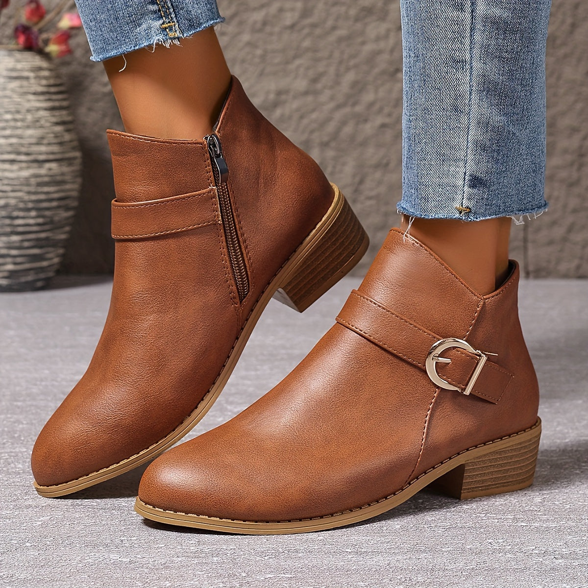 Amélina™ | Cozy Buckled Ankle Boots Designed for Sensitive Feet