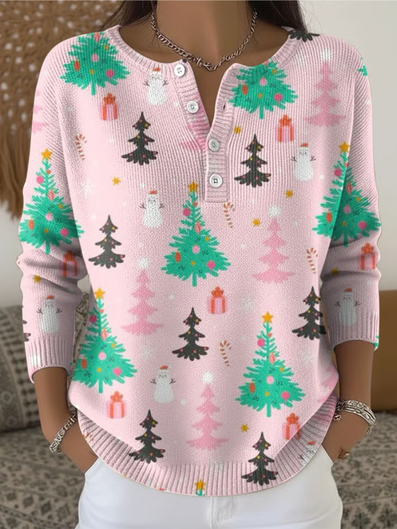 Clara - Christmas Jumper with Christmas Tree Print