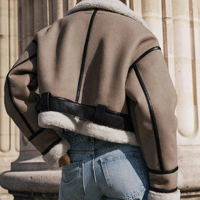 Claire | Veste en cuir khaki multifonctionnelle