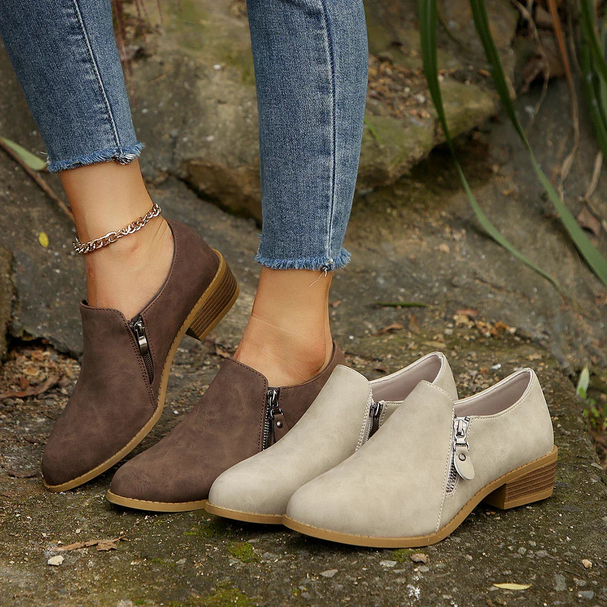 Megan | Chic Zip-Up Ankle Boots