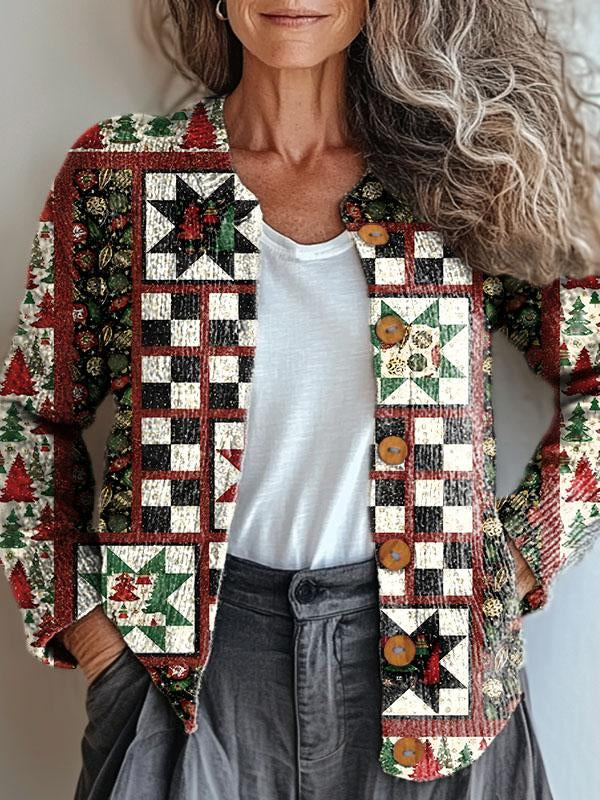Noelle | Chic Patchwork Christmas Jacket for Winter Wear