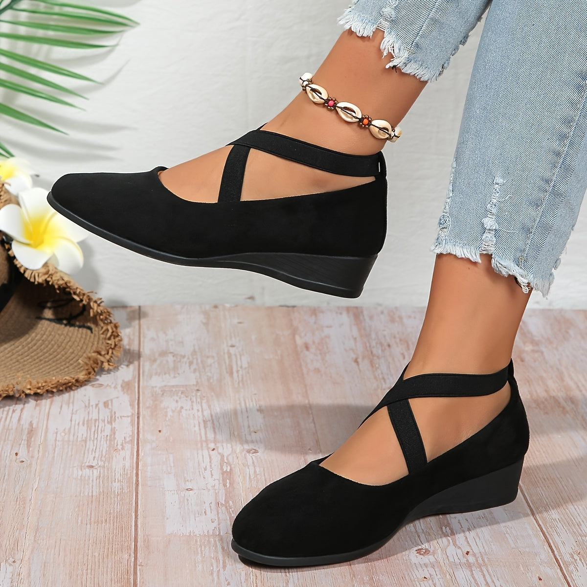 Élise® – Elegant Cross-Strap Ballerina Flats for Ultimate Comfort