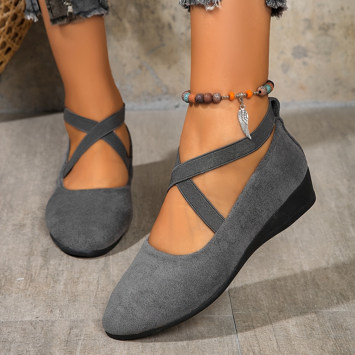 Élise® – Elegant Cross-Strap Ballerina Flats for Ultimate Comfort
