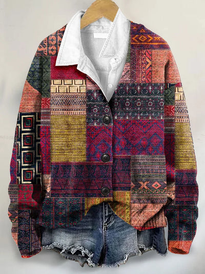 Retro-Inspired Buttoned V-Neck Cardigan Sweater Art Print