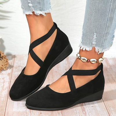 Élise® – Elegant Cross-Strap Ballerina Flats for Ultimate Comfort