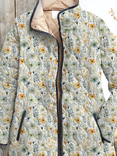Quilted Jacket Charming Floral-Print
