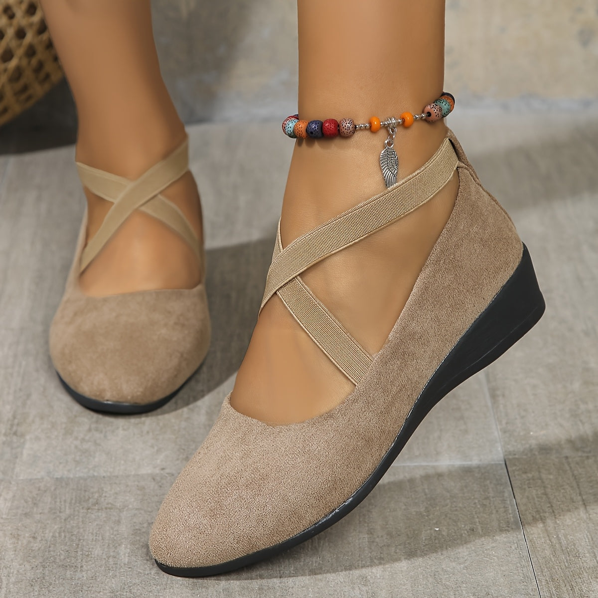 Élise® – Elegant Cross-Strap Ballerina Flats for Ultimate Comfort