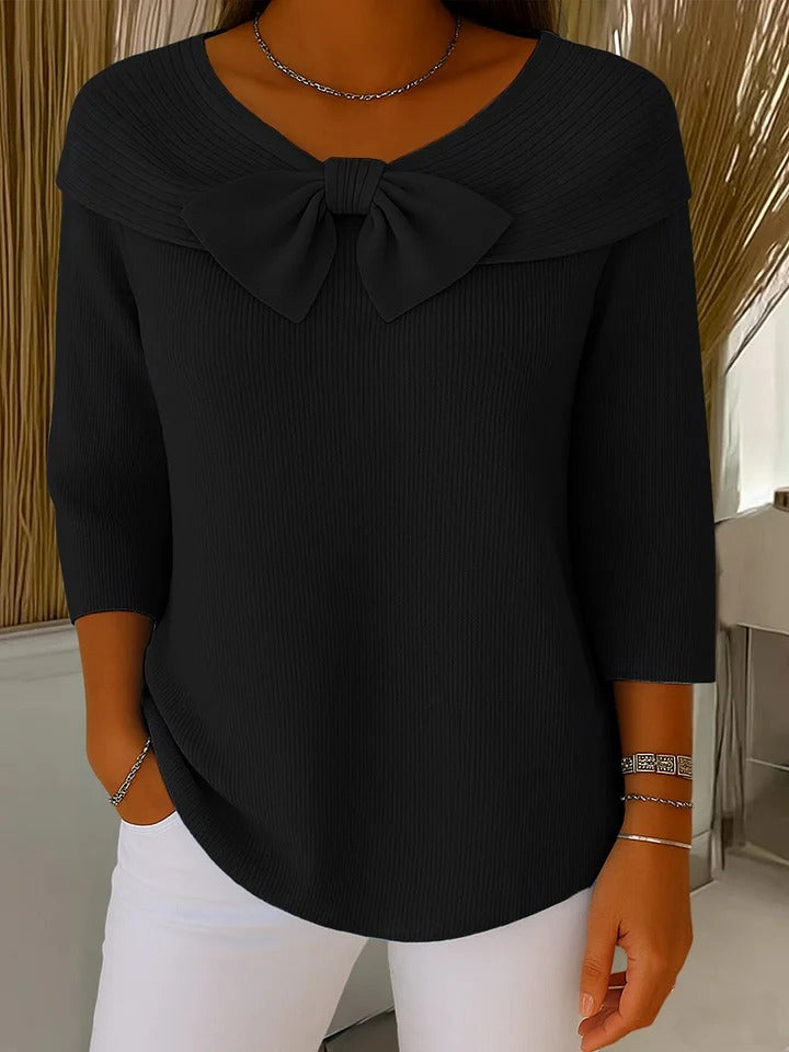 Serenna – Women's Jumper with Bow and Round Neckline