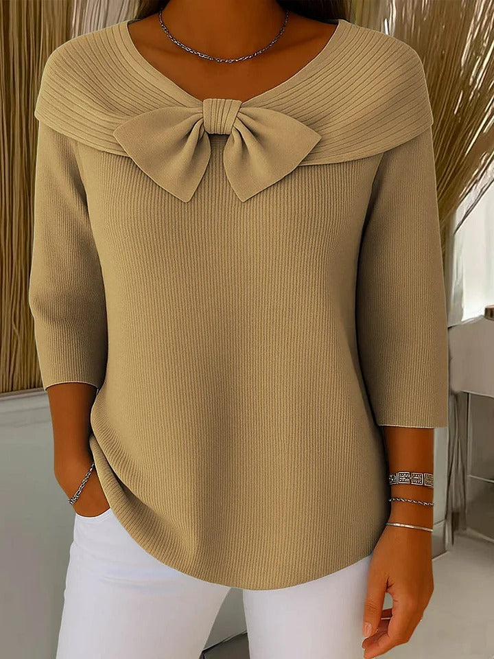 Serenna – Women's Jumper with Bow and Round Neckline