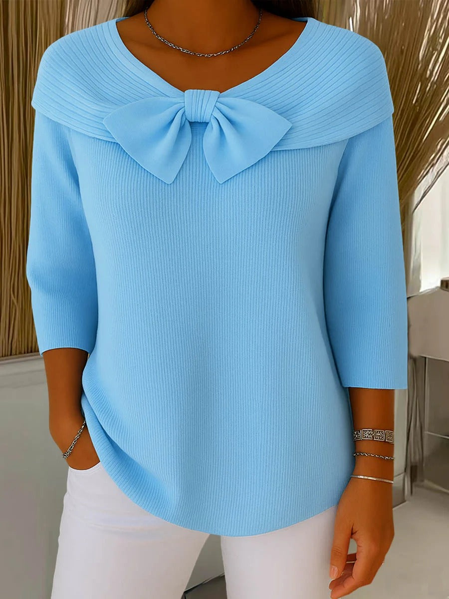 Serenna – Women's Jumper with Bow and Round Neckline